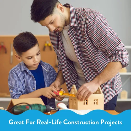 Miniatura 13 de Handy Famm Cinta métrica de pájaro rojo de 8 pies para niños, herramienta educativa STEM con nivel, transportador, diseño retráctil, juguete