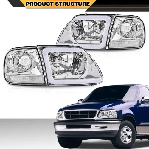 Miniatura 8 de CNNELL Juego de faros LED DRL estilo fábrica y luces de estacionamiento de esquina compatibles con F150 Expedition 1997-2002/Ford F150 Lente