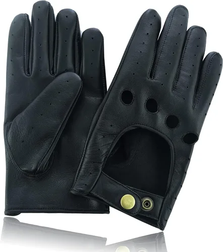 Miniatura 5 de Guantes de cuero para hombre, guantes de conducción de cuero para chofer, guantes de piel de cordero 100% auténtica, guantes de dedo completo