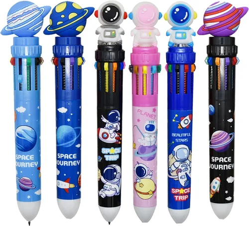 Maydahui 10 bolígrafos multicolores 10 en 1 para el espacio exterior, 10 colores, retráctil, lindo planeta, astronauta, astronauta, para