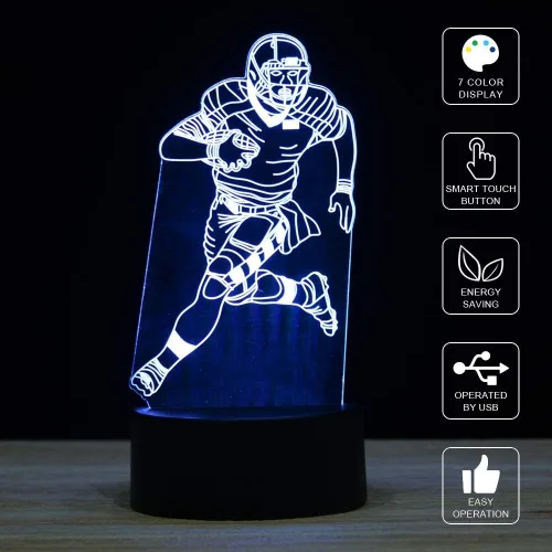 Miniatura 3 de XIEHE Luz nocturna LED de ilusión 3D, 7 colores de cambio gradual con interruptor táctil, lámpara de mesa USB para regalos de vacaciones