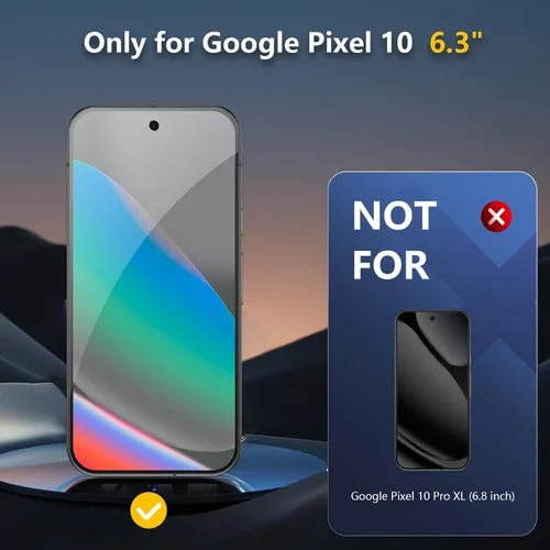 Miniatura 2 de Paquete de 2 + 2 protectores de pantalla de privacidad para Google Pixel 10 con 2 protectores de lente de cámara, vidrio templado de dureza 9H