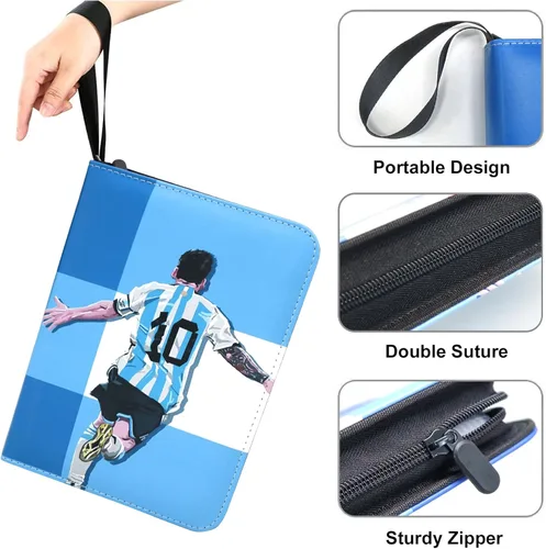 Miniatura 4 de Carpeta de tarjetas de fútbol de 400 bolsillos para tarjetas de fútbol 2025 2026, bolsa de almacenamiento portátil impermeable con fundas extraíbles