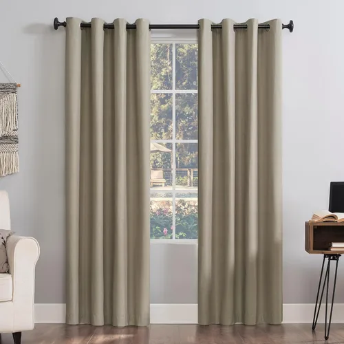 Sun Zero Columbia - Paquete de 2 paneles de cortinas térmicas con ojales, 100 % opacas, ahorro de energía, 50 x 63 pulgadas, color gris piedra Beige