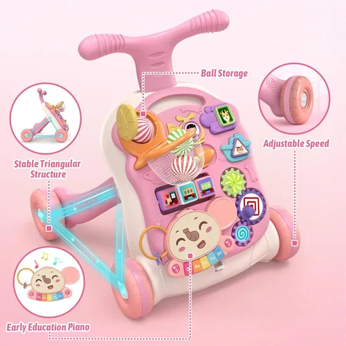 Miniatura 8 de QDRAGON Andador de bebé 3 en 1 y centro de actividades para niñas, aprendiendo a caminar, sentarse a pararse, juguetes educativos tempranos