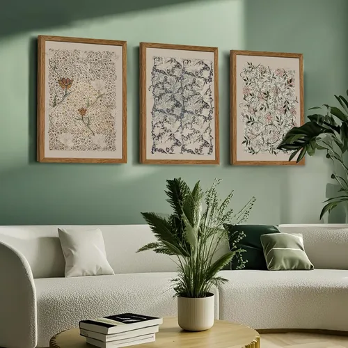 Miniatura 5 de Krtoni 3 piezas de arte de pared vintage enmarcadas de William Morris, impresiones de lienzo floral abstracto neutro, rústico, bohemio, flores