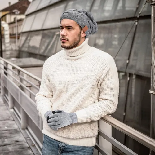 Miniatura 7 de 4 Pack Winter Hats for Men Beanie and Gloves Set,Winter Slouchy Beanie Hat Warm Gloves Lined Knit Thick