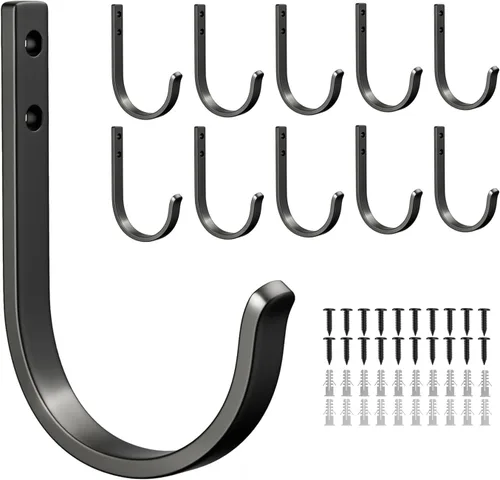Paquete de 10 Ganchos de Pared para Colgar Toalla/Abrigo - Colgador de Metal de 22LB con Tornillo para Montaje en Pared, para Exteriores, Armario,