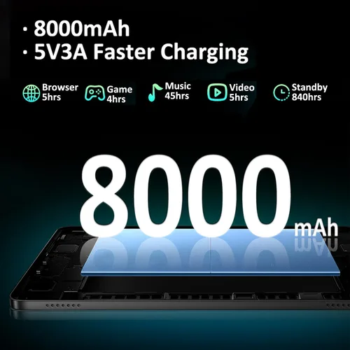 Miniatura 7 de Tableta, tabletas de 11 pulgadas, tableta Android 15 con teclado y ratón, T615 Octa-Core, 36 GB de RAM +256 GB ROM, Gemini AI, 8000 mAh, Widevine