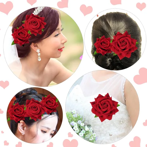 Miniatura 7 de Topbuti 6 pinzas para el cabello con diseño de rosas y flores, accesorios para el cabello para mujeres y niñas, bailarinas de flamenco, mexicanas