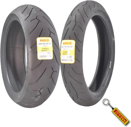 Pirelli Diablo Rosso II 120/70 ZR 17 M/C (58W) TL (K) Neumáticos delanteros y 190/50 ZR 17 M/C (73W) TL traseros para motocicleta - Juego de