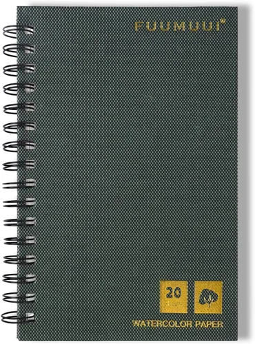 Bloc de Papel de Acuarela, Fuumuui 5.5 x 8.5 pulgadas Papel 100% Algodón (20 Hojas, 140lb/300g), Encuadernado en Espiral para Pintar, Dibujar,