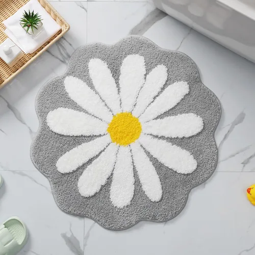 Miniatura 7 de Bonita alfombra de baño, alfombra antideslizante de absorción de agua, suave, lavable a máquina, para dormitorio, cocina, baño, inodoro, 25.6 x 25.6