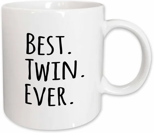 Miniatura 8 de 3dRose Best Twin Ever - Taza de 11 onzas, color negro