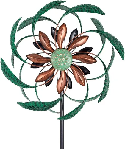 Miniatura 19 de Viveta Molinillo de viento para exteriores, escultura de viento decorativa con estaca resistente, molinetes rosas para patio y jardín