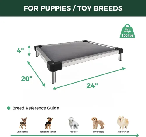 Miniatura 6 de FXW TitanNest Cama Elevada para Perros a Prueba de Masticación, Catre Elevado para Uso en Interiores/Exteriores/Camping, Cama Acolchada para Gris