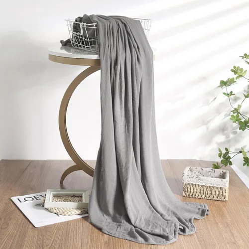 Miniatura 4 de Manta de muselina 100% viscosa hecha de bambú, color gris sólido, unisex, manta de muselina suave y sedosa, manta de recepción neutra para recién