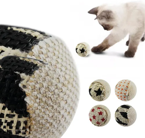 Miniatura 4 de TTcat Pelotas de lona para gatos con campana en el interior, para gatos de interior, juguetes interactivos para masticar para gatos gatitos, paquete