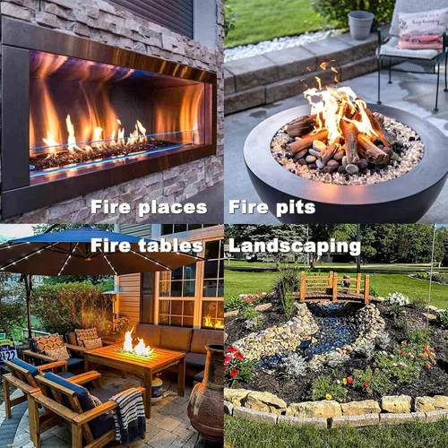Miniatura 6 de Hisencn 1/2 pulgada 10-libras mezclado hoguera de vidrio para interior y exterior chimeneas de gas de vidrio de fuego, cuencos de fuego, jardín Azul