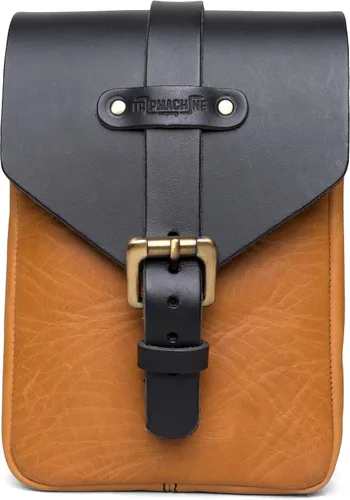 Miniatura 11 de Bolsa de tanque magnética de cuero genuino para motocicleta de Trip Machine Company con montaje en asiento trasero y cola, con correa para el hombro