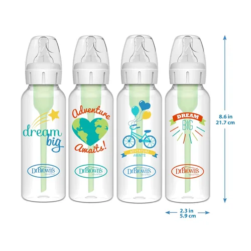 Miniatura 15 de Dr. Brown's Natural Flow Anti-Colic Options+ Biberón estrecho con diseño Dream Adventure, 8 oz/250 mL, con tetinas de flujo lento Nivel 1, 0m+