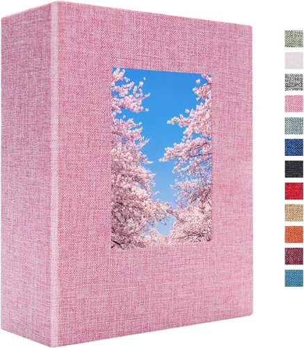 Miniatura 21 de Vienrose - Álbum de fotos de lino con 300 bolsillos de 4 x 6 pulgadas, cubierta de tela, para bodas, familias, aniversarios y bebés Azul cielo