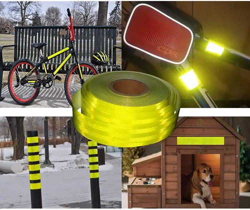 Miniatura 5 de Cinta reflectante DOT-C2 de alta visibilidad amarilla fluorescente de 2 pulgadas x 20 pies, color amarillo neón, cinta adhesiva de advertencia
