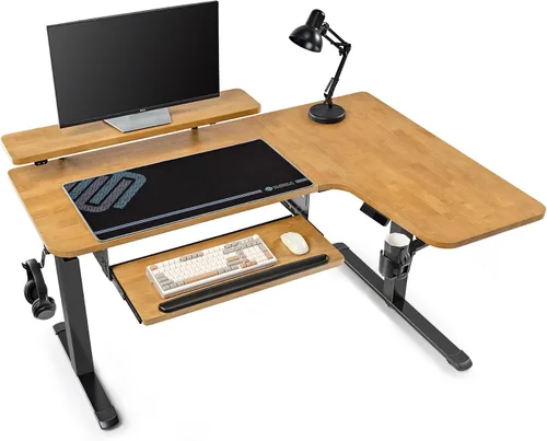Miniatura 17 de EUREKA ERGONOMIC Escritorio eléctrico de pie en forma de L de 55 pulgadas, escritorio para juegos de computadora de altura ajustable con bandeja