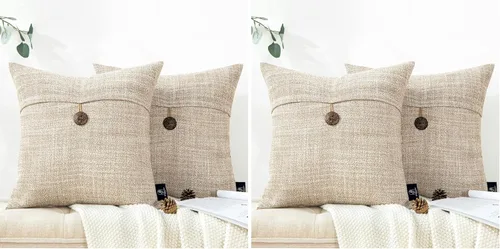Miniatura 21 de Funda decorativa de lino Phantoscope para almohadones, con botón, 18" x 18