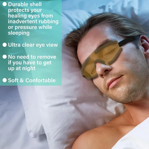 Miniatura 7 de Kingdder Escudo de ojos marrón para dormir gafas protectoras con correa ajustable y acolchado suave, sensibilidad de los ojos a la luz, bolsa