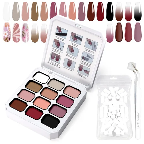 Miniatura 11 de Gel de Pintura con Degradado, 12 Colores Brillantes de Esmalte de Uñas en Gel Ombré para Uñas con Pigmento Pat Aura, Manicura Francesa DIY, Arte