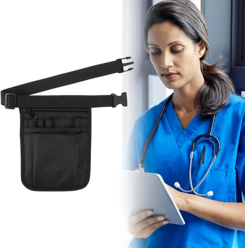 Miniatura 8 de QWORK Cinturón Organizador Médico, Bolsa de Almacenamiento para Enfermeras, Bolsa de Cintura Bolsillo para Tijeras Médicas Kit de Herramientas