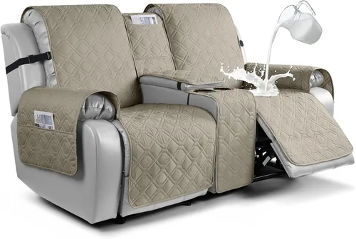 Miniatura 24 de VANSOFY Funda para Sofá de Dos Plazas Reclinable con Consola 100% Impermeable Fundas de Sofá Antideslizantes Funda de Sofá Reclinable Dividida Azuree
