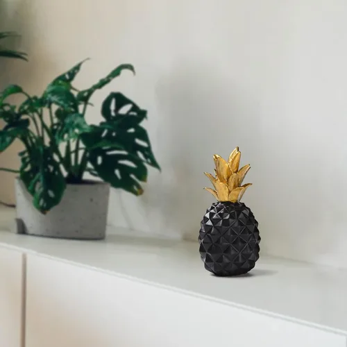 Miniatura 7 de BRABUD Estatua de piña de resina negra y dorada, estilo moderno y simple, escultura de arte, sala de estar, dormitorio, oficina, escritorio, porche