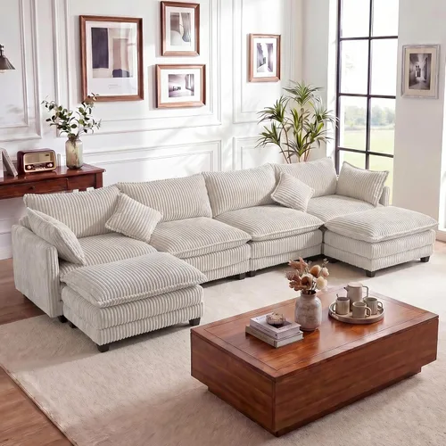 Miniatura 31 de Vesgantti Sofá de nube de 74 pulgadas para sala de estar, sofá modular de 2 plazas, sofá modular de pana de doble cojín, sofás pequeños de pana
