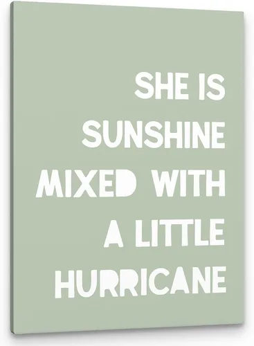 Miniatura 21 de PHAMTE Decoración de pared para dormitorio de niñas, arte de pared con texto en inglés «She is Sunshine Mixed with a Little Hurricane», lienzo