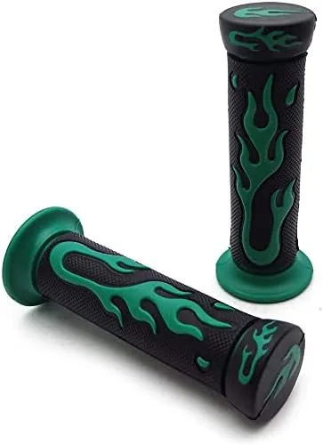 Sport Bike Dirt Bike Flame Gel Style H Grips Verde Compatible con APRILLIA Bimmer DUCATI Polaris Offroad (7/8" AMBOS LADOS) [P/N: XH4067-GREEN-22]