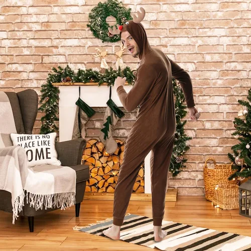 Miniatura 4 de SLEEPHERO - Pijama de Navidad para hombre, diseño de una sola pieza (estilo mameluco)