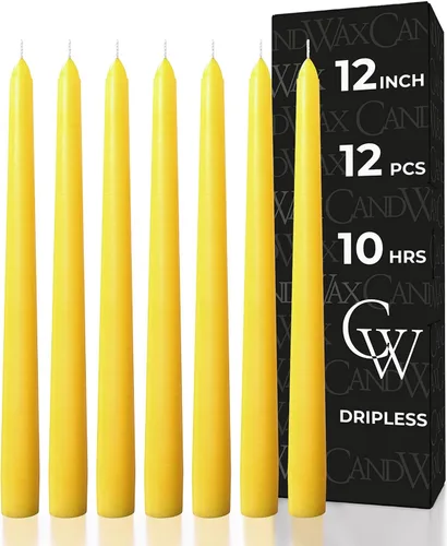 Miniatura 33 de CANDWAX Paquete de 12 velas cónicas rojas – Velas rectas sin goteo de combustión lenta sin perfume de 12 pulgadas – Ideal para mesa de comedor – Rojo