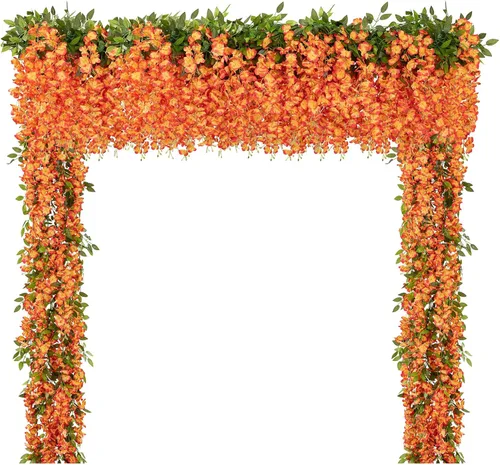 Miniatura 16 de U'Artlines 10 Piezas 7.2 Pies/Pieza Guirnalda de Glicina Artificial de Seda Flores de Glicina Negra Falsas Follaje Colgante Vides Guirnaldas