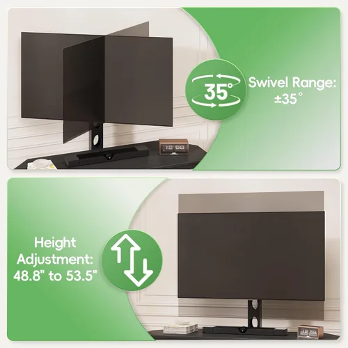 Miniatura 7 de Soporte de TV esquinero con soporte LED, soporte universal para TV de 32 a 65 pulgadas, consola giratoria de altura ajustable, centro