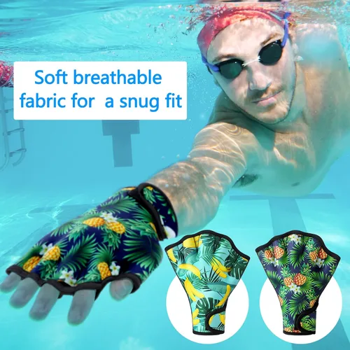 Miniatura 4 de Honoson 2 pares de guantes de natación para mujer, guantes aeróbicos acuáticos, resistencia al agua, malla para hombres y mujeres, unisex