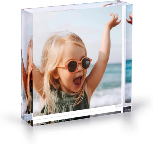 Bloque de fotos acrílico, regalos de fotos personalizados, 3.5 x 3.5 pulgadas | 0.6 pulgadas de grosor | Impresión acrílica personalizada