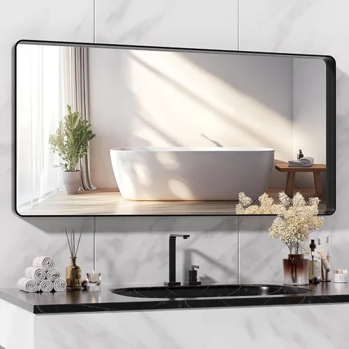 Miniatura 20 de Hasipu - Juego de 2 espejos de baño para pared, espejos de baño con marco de metal negro de 30 x 24 pulgadas para sobre lavabo, espejos