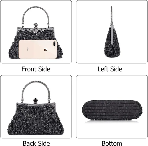 Miniatura 4 de Baglamor Bolso de estilo vintage de moda con cuentas de lentejuelas bolso de noche de boda bolso de fiesta de diamantes de imitación bolso