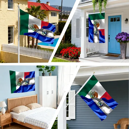 Miniatura 6 de Banderas de México, Mexicano y El Salvador de El Salvador, de 2 x 3 pies, impresas a doble cara con 2 ojales de latón, bandera decorativa