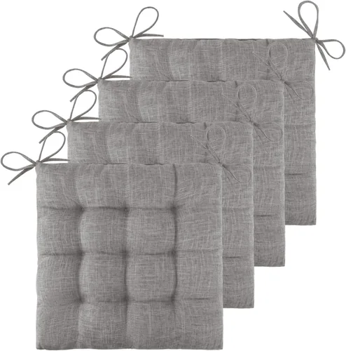Miniatura 13 de ELFJOY Paquete de 4 cojines para sillas de comedor, cojines para sillas de cocina, oficina, cojín cuadrado copetudo con lazos
