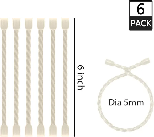 Miniatura 2 de 6 bridas de silicona de 6 pulgadas de diámetro de 0.197 in de diámetro – Bridas de goma reutilizables flexibles para agrupar y sostener, ataduras