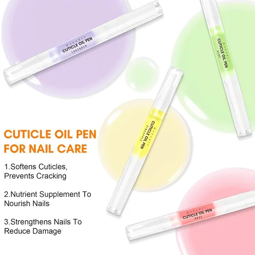 Miniatura 2 de Makartt Lápiz de aceite para cutículas, cuidado de uñas: 12 piezas de reparación y suavizante con vitamina E, kit de crema hidratante para uñas