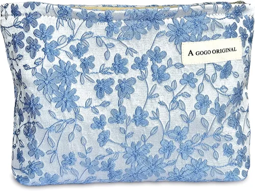 Miniatura 52 de STARDW Bolsa de maquillaje estética floral para mujeres y niñas, bolsa de aseo de viaje con cremallera de gran capacidad, bolsa organizadora